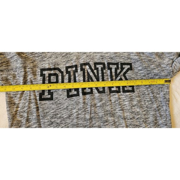 Pink Victorias Secret Spellout Gray Logo Pullover Cowl Neck Sweatshirt Size Med - Picture 7 of 9